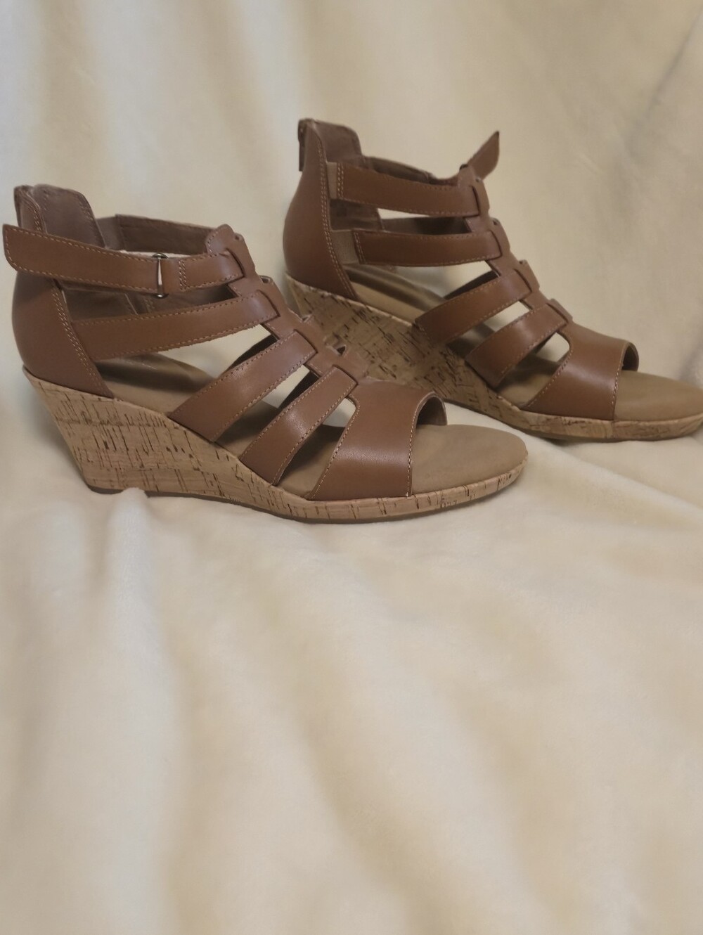 Rockport Women’s Brown Cork Wedge Sandals - Classic Strappy Comfort